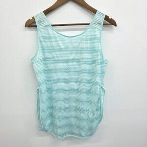 Athleta Striped Tank Top Womens Size‎ M Layered Mint Green Athleisure Athletic
